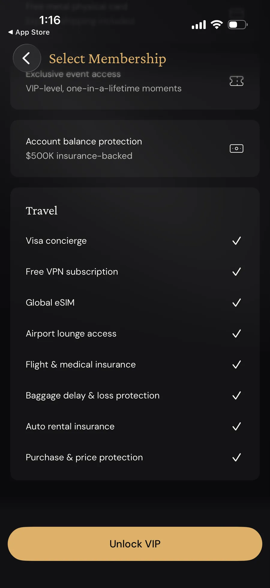 ether.fi app showing the active Unlock VIP control