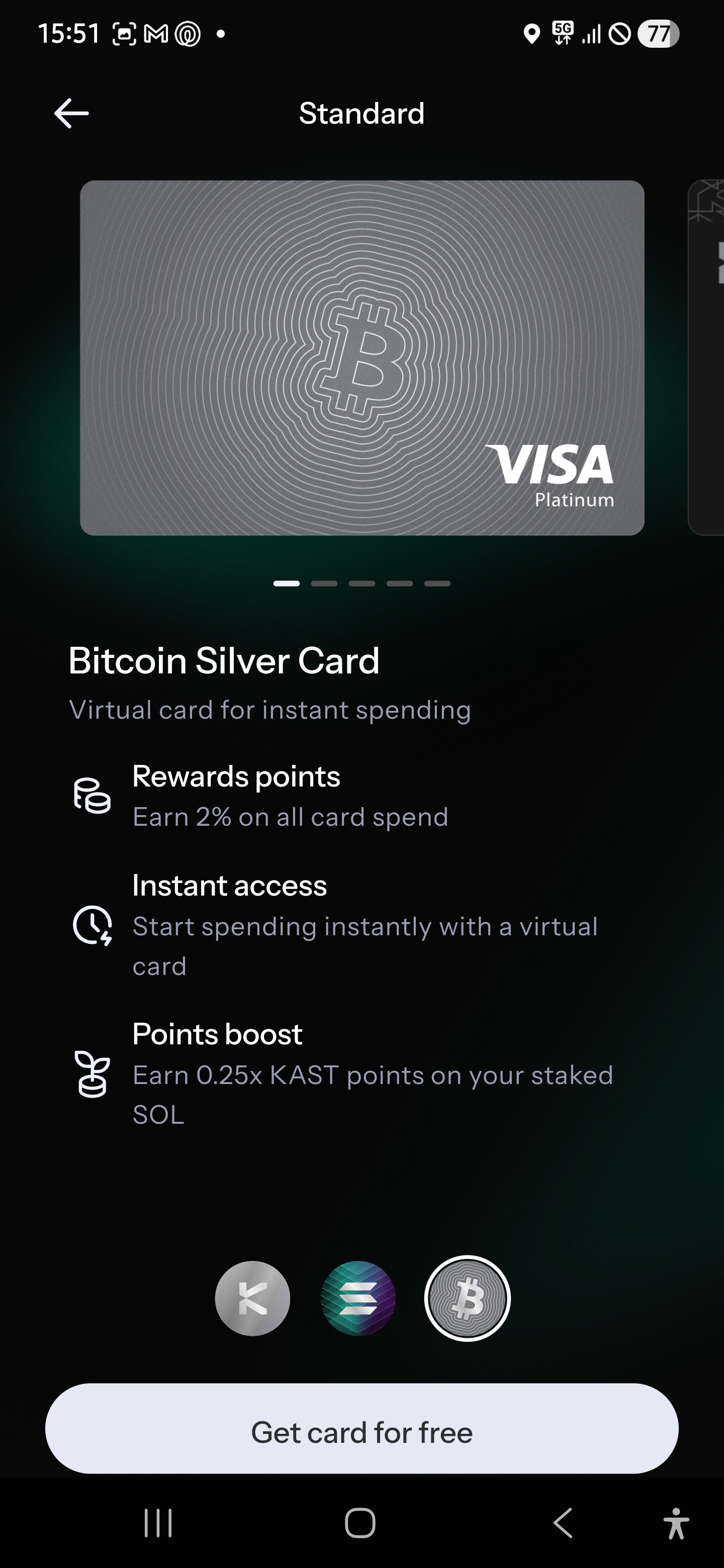 KAST Bitcoin Silver Card