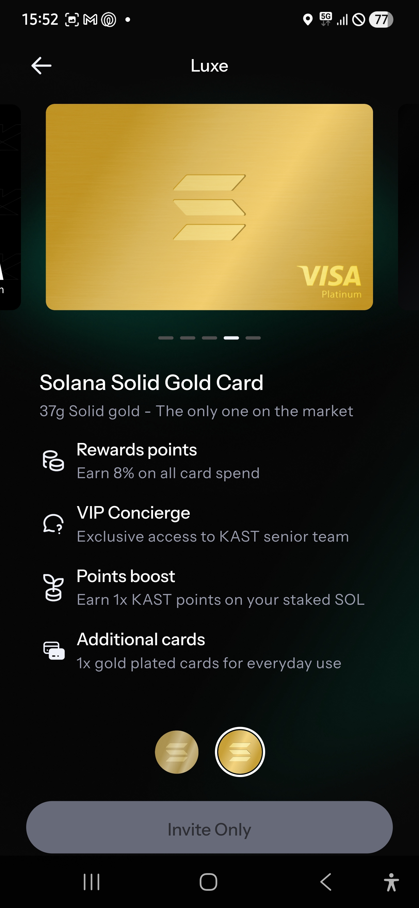 KAST Solana Solid Gold - 37g solid gold, invite only