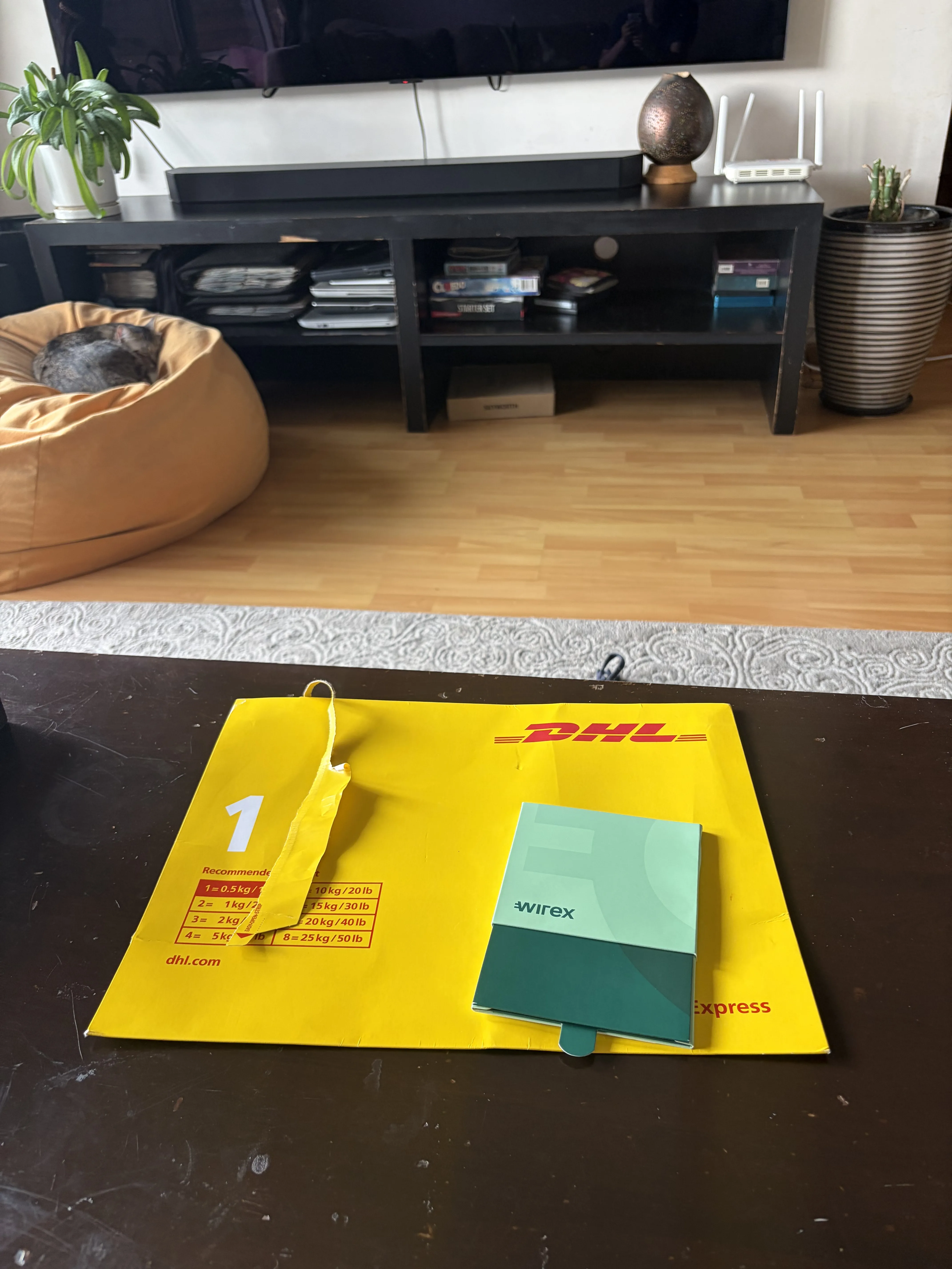 DHL envelope with the Wirex welcome pack delivered to a home address