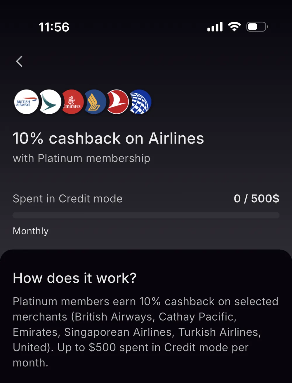 Xplace Platinum airline boost: 10% cashback at six named airlines on up to $500 of Credit Mode spend per month
